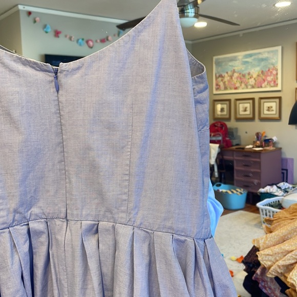 Canvas Cotton Light Blue Mini Dress, beautiful woven fabric! size 10 - Picture 4 of 4